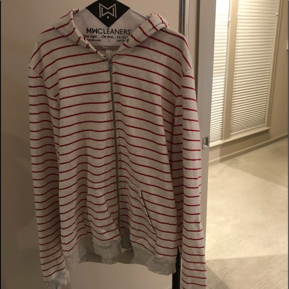 American Apparel Other - Men’s white and red striped hoodie
